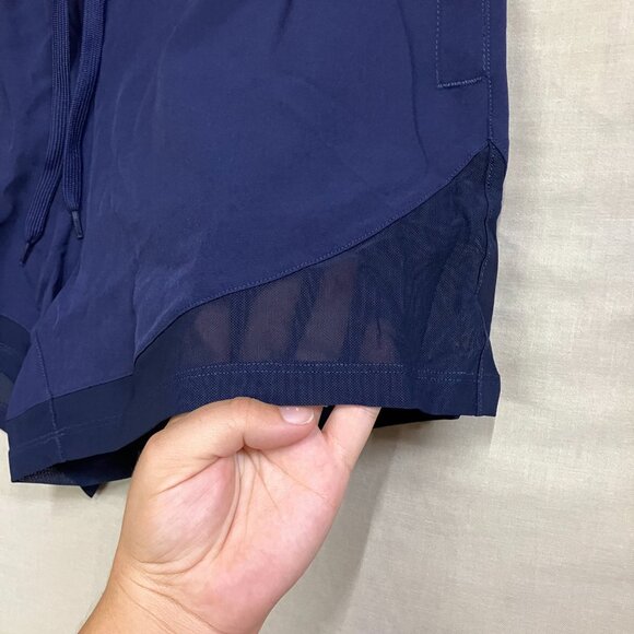 SILKWORLD Women's S Dark Blue High Waist Running Zipper Pockets Athletic Shorts - Picture 6 of 10